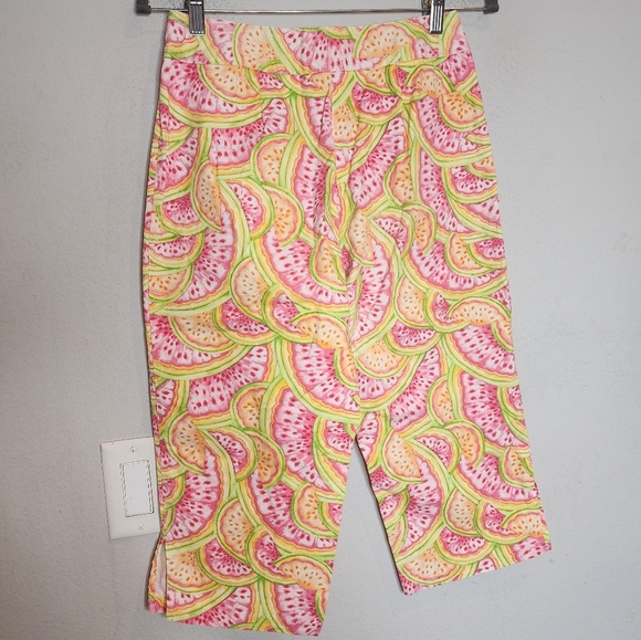 Talbots Melon Watermelon Crop Cotton Pants wome size 6 Petite 6P - Picture 13 of 16